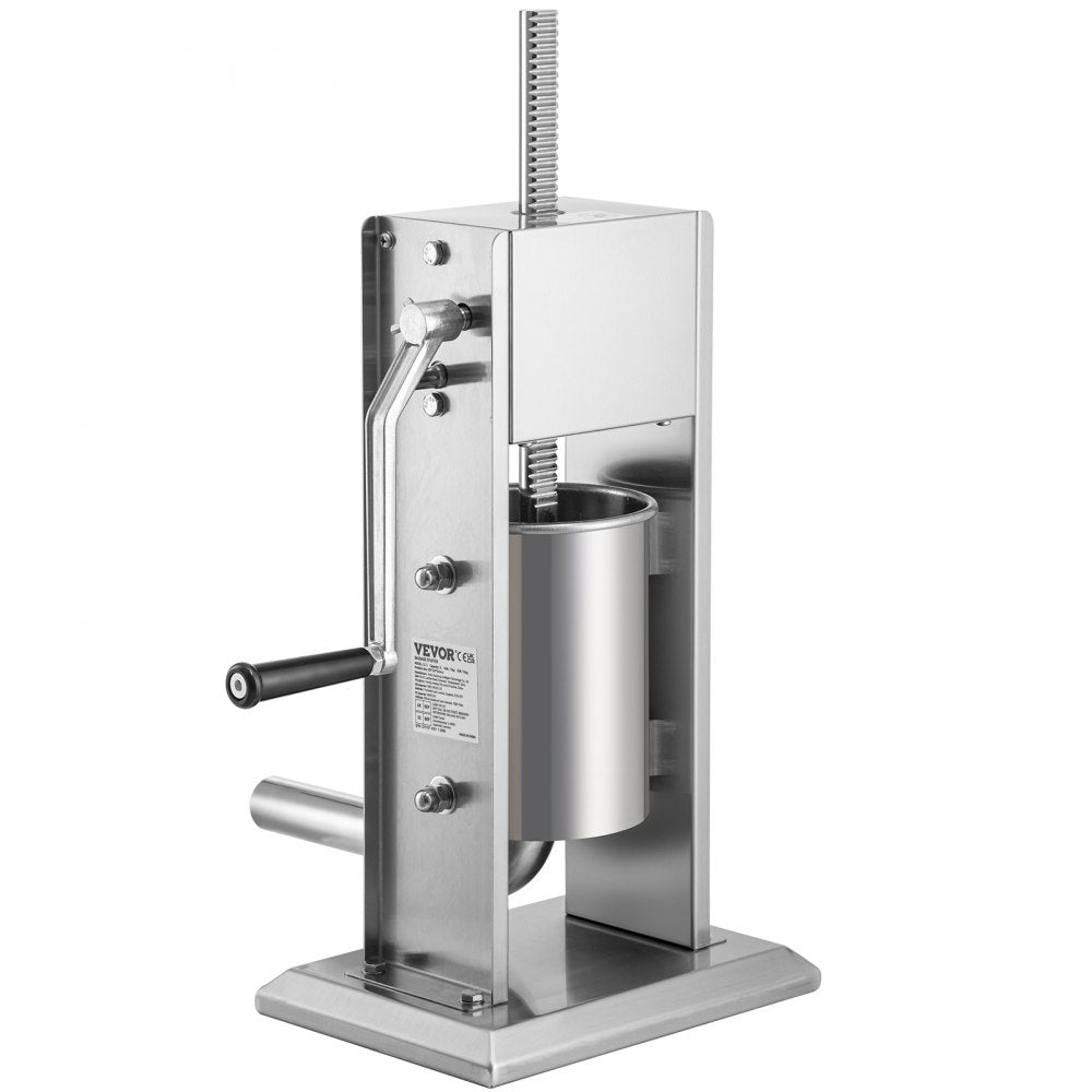 VEVOR Manual Sausage Stuffer, 5LBS/3L Capacity, Two Speed 304 Stainless Steel Vertical Sausage Stuffer, Sausage Filling Machine with 4 Stuffing Tubes, Suction Base for Household or Commercial Use