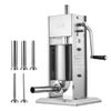 VEVOR Manual Sausage Stuffer, 7 LBS / 3 L Vertical Meat Stuffer, Heavy Duty Sausage Casing Meat Stuffing Machine, Dual-Speed Stainless Steel Filler with 5 Filling Tubes, for Commercial and Home Use