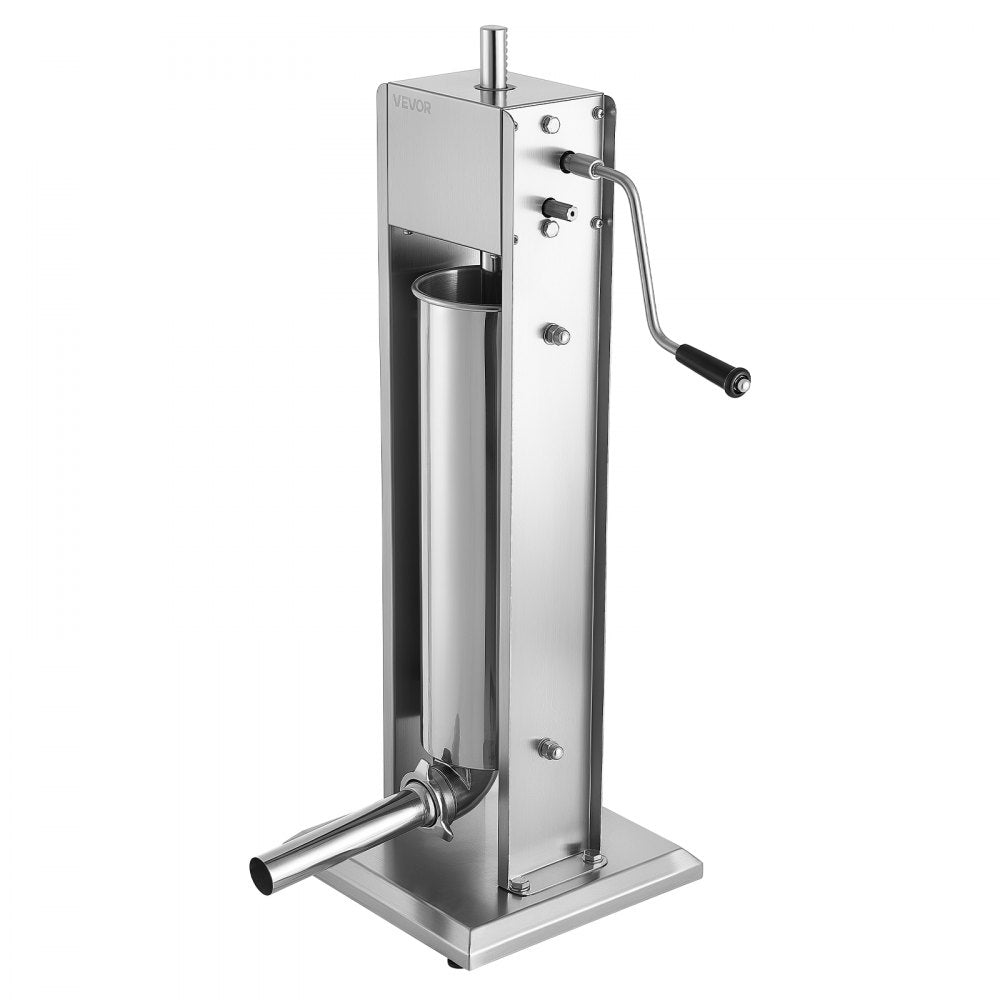 VEVOR Manual Sausage Stuffer 7L/15LBS Vertical Sausage Machine Dual-Speed, Food-Grade 304 Stainless Steel Meat Stuffer, Includes 5 Stuffing Tubes, for Home Kitchen Restaurant Commercial