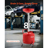 VEVOR 8 Gallon Waste Oil Drain Tank, Industrial Fluid Drain Tank with Adjustable Funnel Height, Portable Oil Drainer with Wheels & Toolbox, Fluid Fuel Transfer Drainage for Auto Repair Shops, Red