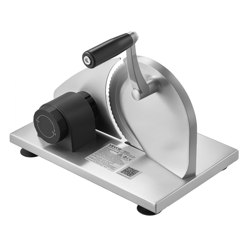 VEVOR Manual Bread Slicer, 0-0.6" Adjustable Thickness Cheese Cutter, Hand Cranked Slicer for Homemade Bread - with Serrated Stainless Steel Blade for Kitchen, Restaurant, Bakery, Party