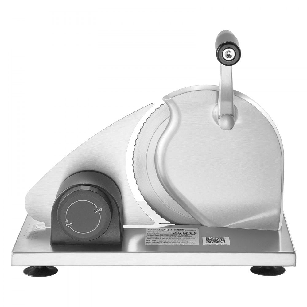VEVOR Manual Bread Slicer, 0-0.6" Adjustable Thickness Cheese Cutter, Hand Cranked Slicer for Homemade Bread - with Serrated Stainless Steel Blade for Kitchen, Restaurant, Bakery, Party