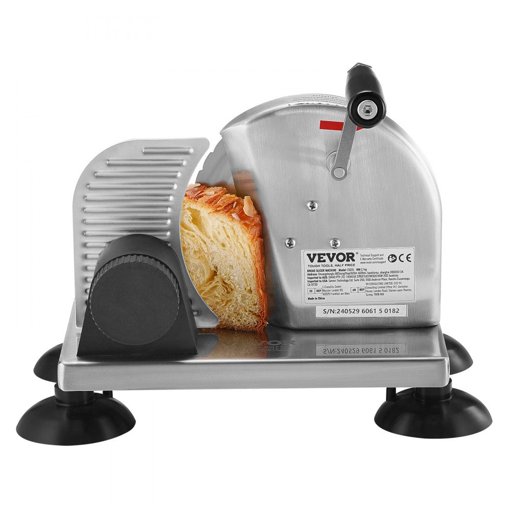 VEVOR Manual Bread Slicer, 0-6" Adjustable Thickness Cheeser Butter Cutting, Micro-Serrated Stainless Steel Blade, Aluminum Alloy Commercial Cheese Slicer for Kitchen, Restaurant, Bakery, Party