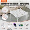 VEVOR Mahjong Table, Square 4 Player Folding Card Table with 4 Cup Holders & 4 Chip Trays, Portable Domino Game Table with 1 Set of Dominoes for Mahjong Poker Puzzles, 35.4 x 35.4-inch, White