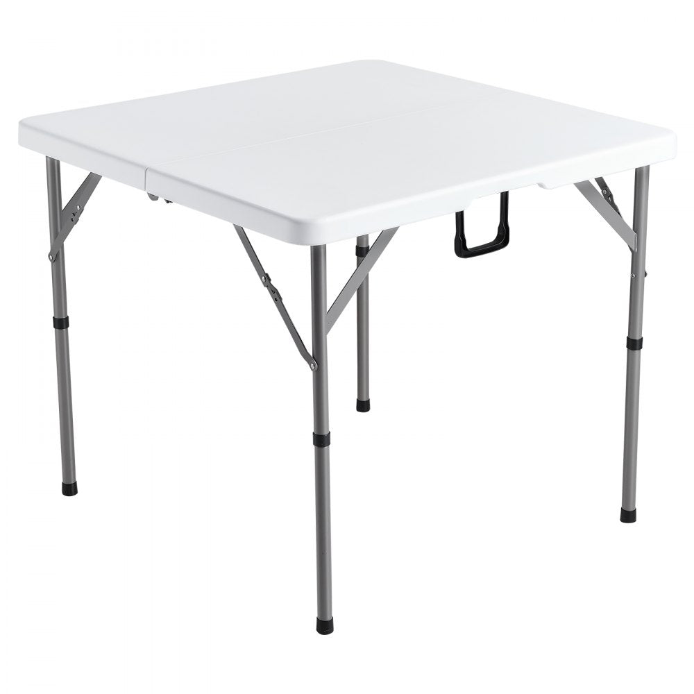 VEVOR Mahjong Table, Fold-in-Half 4 Player Card Table with Wear-Resistant Green Tabletop, Portable Bi-Folding Square Domino Table with Carrying Handle for Outdoor Camping Picnic Party, 34 x 34-inch