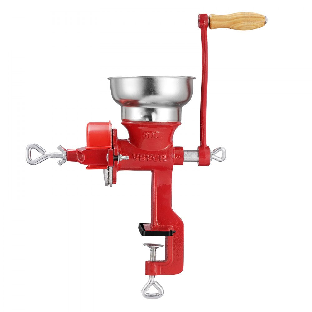 VEVOR Manual Grain Mill with Low Hopper, Hand-Crank Corn Grinder, Heavy Duty Cast Iron Wheat Grinding Mill with Stable Table Clamp & Dust Cover for Grains Spices Coffee Beans Nuts