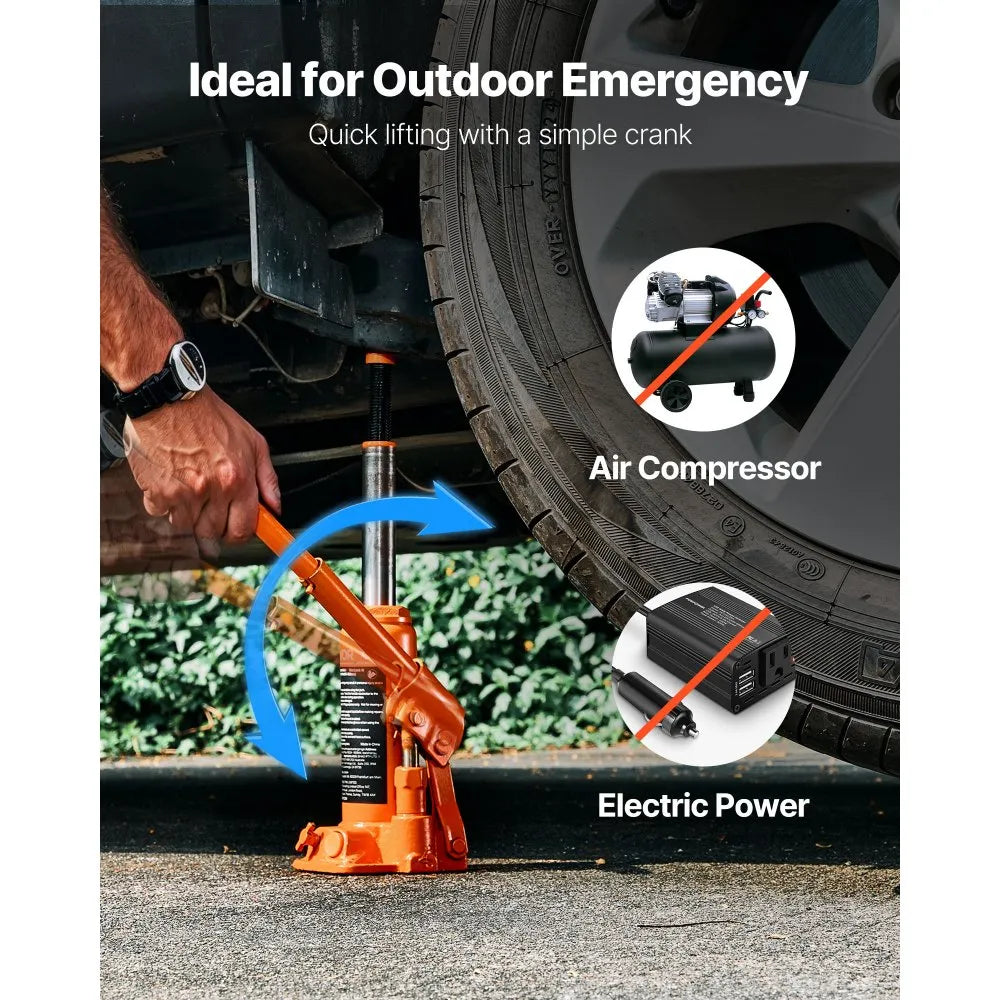 VEVOR Hydraulic Bottle Jack, 4 Ton (8818.4 lbs) Capacity, 7.3-13.8 Inch Lifting Range, Heavy Duty Welded Bottle Jack for Car, SUV, Pickup, Auto Repair, House Lift and Agricultural Equipment, Orange