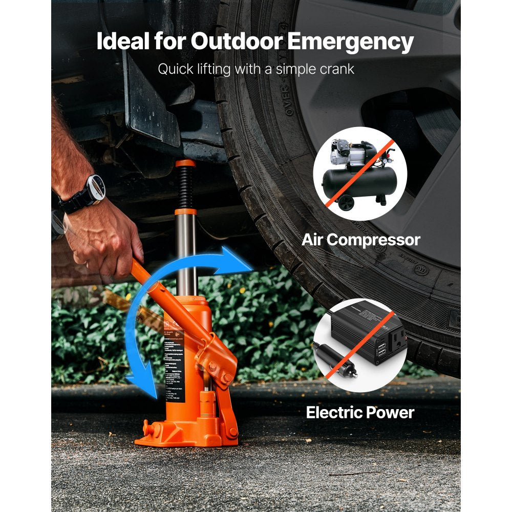 VEVOR Hydraulic Bottle Jack, 6 Ton (13227.6 lbs) Capacity, 7.7-14.8 Inch Lifting Range, Heavy Duty Welded Bottle Jack for Car, SUV, Pickup, Auto Repair, House Lift and Agricultural Equipment, Orange
