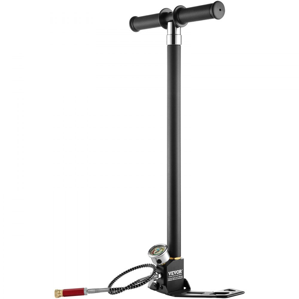 VEVOR PCP Hand Pump, 4 Stage, 30Mpa 4500 PSI High Pressure PCP Air Rifile Filling Stirrup Pump with Oil-Moisture Filter Pressure Gauge, Stainless Steel for Airguns Scuba Tank Paintball Filling Tire