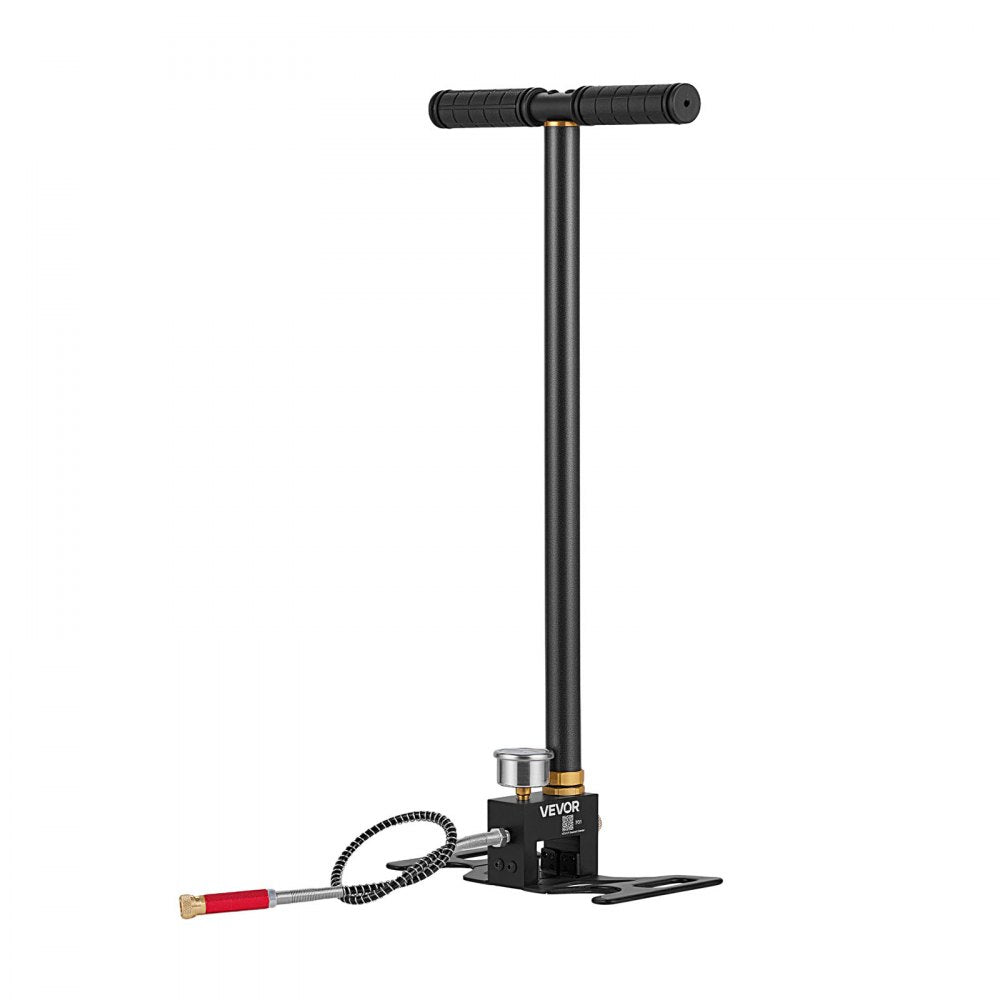 VEVOR PCP Hand Pump, 3 Stage, High Pressure Air Rifle Filling Stirrup Pump, Max 41.37 MPa 6000 PSI, with Oil-Moisture Filter, Pressure Gauge, Stainless Steel Body, for Airguns Paintball Tire Filling