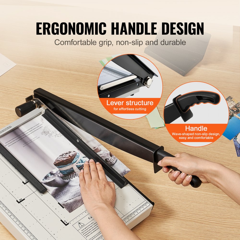 VEVOR Paper Cutter, Guillotine Trimmer, 15" Cut Length, 16 Sheets Capacity, Heavy Duty Guillotine Paper Cutter with Guard Rail/Blade Lock for Cardstock/Cardboard, Paper Trimmer for Home Office School