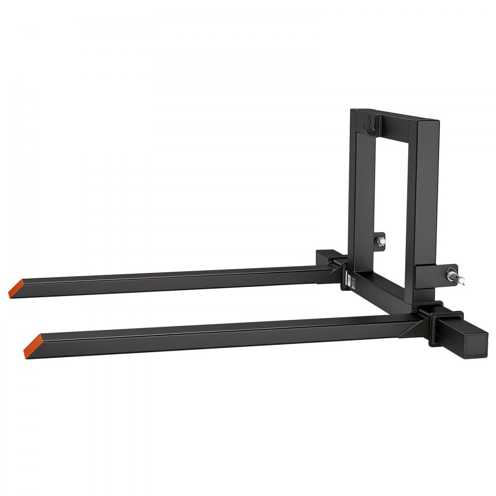 VEVOR 3 Point Hitch Pallet Forks 4000 lbs 50 in Tractor Fork Attachment, Great for Category 1 Tractors, 29-46 in Adjustable Width, Heavy-Duty Reinforced Steel Body, Quick-Attach System, Orange Tips