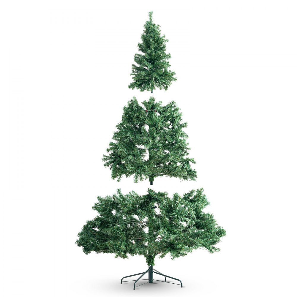 VEVOR Christmas Tree, 7.5ft Prelit Artificial Xmas Tree, Full Holiday Decor Tree with 550 Multi-Color LED Lights, 1346 Branch Tips, Metal Base for Home Party Office Decoration Tested to UL Standards