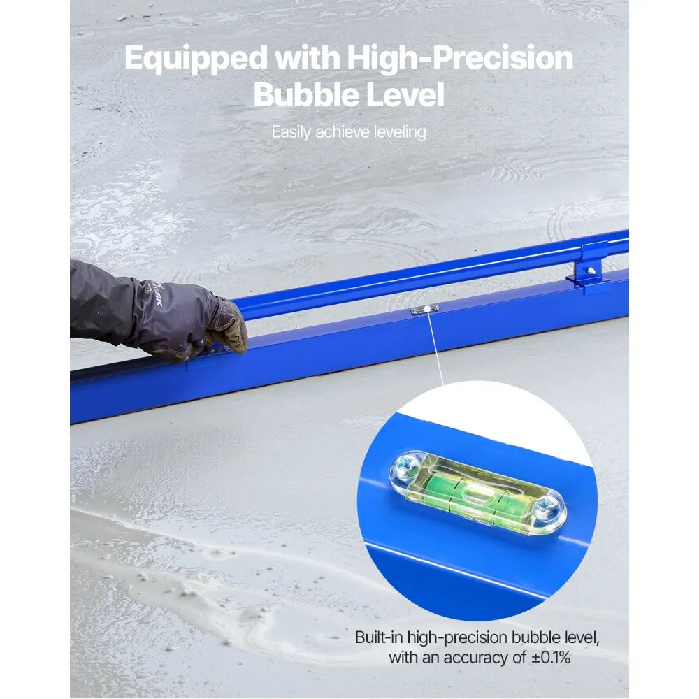 VEVOR Concrete Screed, 48 Inch Screed with Level Vial, Easy Cleanup & End Cap Design, Aluminum Lightweight & Reversable Handle for Leveling Floors, Small-Scale Construction and Home Renovation