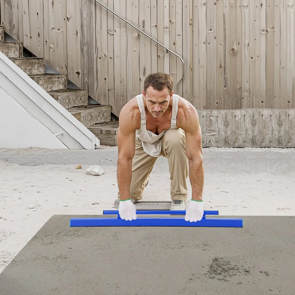 VEVOR Concrete Screed, 48 Inch Screed with Level Vial, Easy Cleanup & End Cap Design, Aluminum Lightweight & Reversable Handle for Leveling Floors, Small-Scale Construction and Home Renovation
