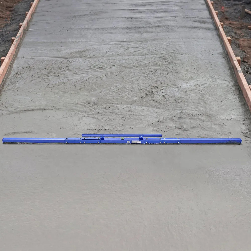 VEVOR Concrete Screed 96 in Length Manual Screed Board Aluminum Alloy Blue, Built-in Bubble Level, Powder-coated Finish, Lightweight Paver Leveling Tool for Patio, Sidewalk, Garage Floor Finishing