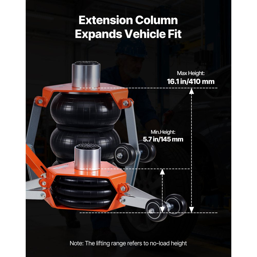 VEVOR Air Jack, 3 Ton/6613 lbs Triple Bag Air Jack, Airbag with Support Rod, Lift Up to 18.5 inch with Heightened Column & Adjustable Handle, 1-6 s Fast Lifting Pneumatic for Car, SUV, Pickup Truck