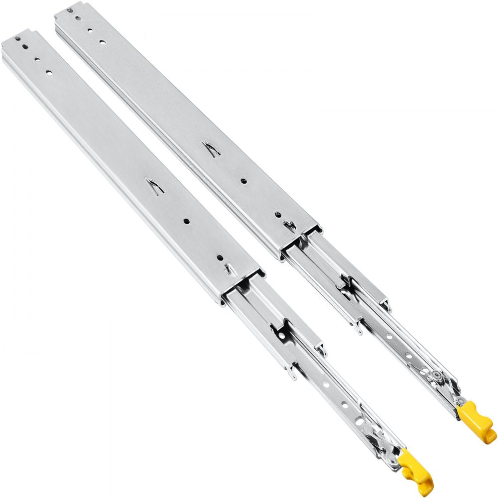 VEVOR Drawer Slides with Lock, 1 Pair 36 inch, Heavy-Duty Industrial Steel up to 500 lbs Capacity, 3-Fold Full Extension, Ball Bearing Lock-in & Lock-Out, Side Mount