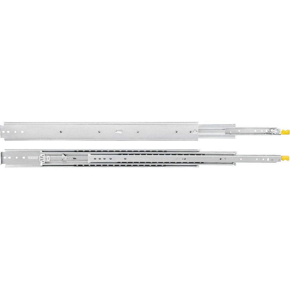 VEVOR Drawer Slides with Lock, 1 Pair 48 inch, Heavy-Duty Industrial Steel up to 500 lbs Capacity, 3-Fold Full Extension, Ball Bearing Lock-in & Lock-Out, Side Mount