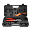 VEVOR PEX Pipe Crimping Tool, Angle Dual Head Combo PEX/PE-RT Crimper for 1/2" and 3/4" Copper Crimp Rings, 30 Copper Crimp Rings, PEX/PE-RT Tubing Cutter, Go/No-Go Gauge, Meets ASTM F1807 Standards