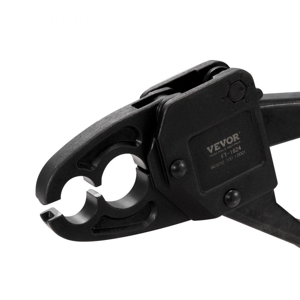 VEVOR PEX Pipe Crimping Tool, Angle Dual Head Combo PEX/PE-RT Crimper for 1/2" and 3/4" Copper Crimp Rings, 30 Copper Crimp Rings, PEX/PE-RT Tubing Cutter, Go/No-Go Gauge, Meets ASTM F1807 Standards