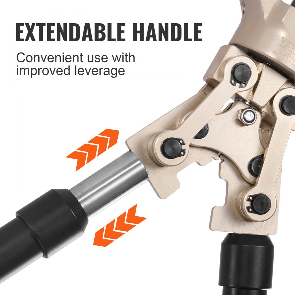 VEVOR Copper Press Tool Tube Fittings Crimping Kit, 360° Rotatable Press Crimper Tool with 1/2", 3/4", 1" Quick Change Jaws, Locking Pin & Extendable Handle, Meet ASTM B88 and B75 Standard