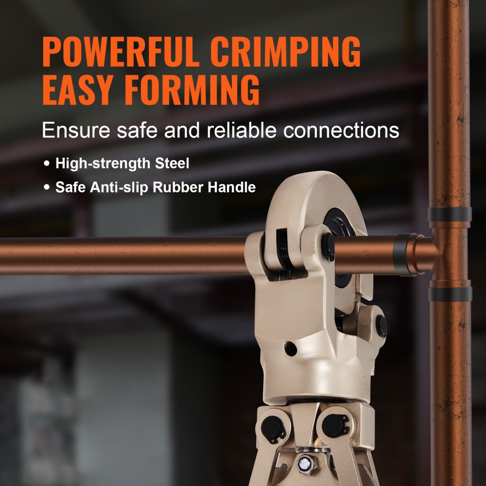 VEVOR Copper Press Tool Tube Fittings Crimping Kit, 360° Rotatable Press Crimper Tool with 1/2", 3/4", 1" Quick Change Jaws, Locking Pin & Extendable Handle, Meet ASTM B88 and B75 Standard