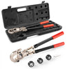 VEVOR Copper Press Tool Tube Fittings Crimping Kit, 360° Rotatable Press Crimper Tool with 1/2", 3/4", 1" Quick Change Jaws, Locking Pin & Extendable Handle, Meet ASTM B88 and B75 Standard