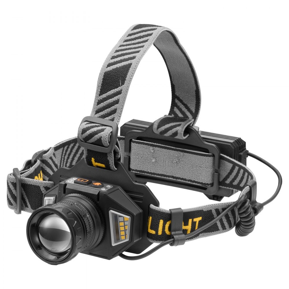 VEVOR Headlamp, Bright LED Rechargeable Headlight, Lightweight Head Flashlight with 16 Lighting Modes, Adjustable Headband & 90° Angle, Zoomable Head Lamp for Camping, Running, Hiking, Fishing