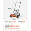 VEVOR Push Reel Lawn Mower 14 inch, 5 Blades Manual Push Mower No Motor, 0.6-1.75 in Adjustable Cutting Height, Walk-Behind Lawn Mowers with Grass Catcher Bag for Green Lawns, Driveways, Courtyards