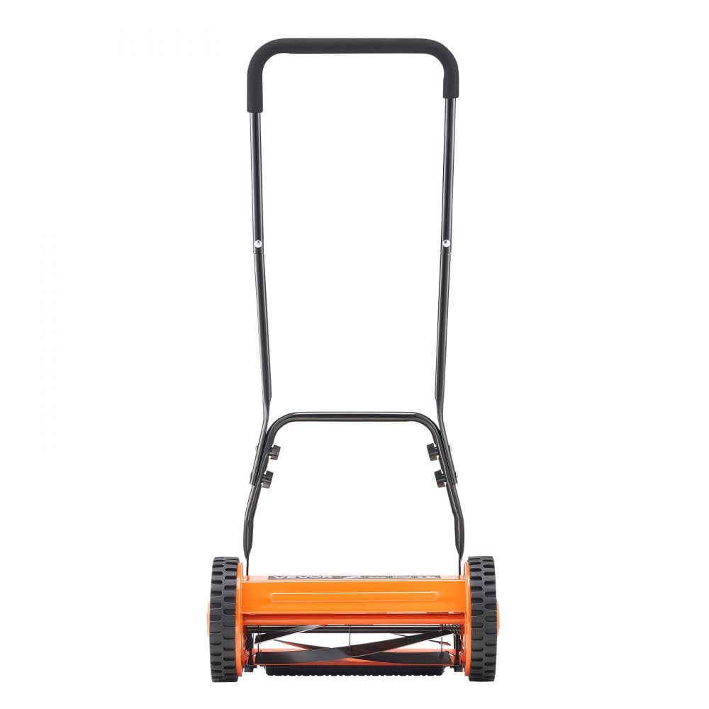VEVOR Push Reel Lawn Mower 16 inch, 5 Blades Manual Push Mower No Motor, 0.6-1.75 in Adjustable Cutting Height, Walk-Behind Lawn Mowers with Grass Catcher Bag for Green Lawns, Driveways, Courtyards