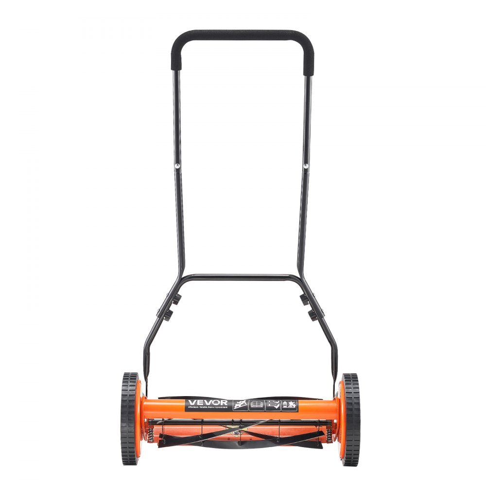 VEVOR Push Reel Lawn Mower 18 inch, 5 Blades Manual Push Mower No Motor, 1.37-2.44 in Adjustable Cutting Height, Walk-Behind Lawn Mowers with Grass Catcher Bag for Green Lawns, Driveways, Courtyards