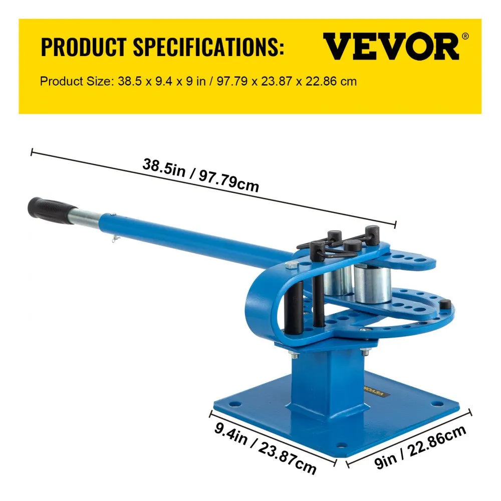 VEVOR YP-9 Manual Bender, Soild Round Square Bar Metal Bender with 7 Bending Dies, Metal Rod Bar Bender Bending Tool for Construction Site Auto Repair
