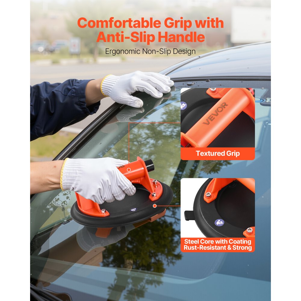 VEVOR Vacuum Suction Cup, 8-Inch Vacuum Glass Lifter with ABS Handle, 400 lbs Max Lifting Capacity Tile Suction Cup Tool with Carrying Case for Lifting Large Tile, Granite, Drywall, Windows (2-Pack)