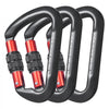 VEVOR Climbing Carabiner Clips, 3 PCS Heavy Duty Caribiner, Professional 30 KN / 6744 lbs Spindle Strength, Large D-Shaped for Hiking,Rappelling,Rescue,Dog Leash,Hammocks, Swings