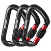 VEVOR Climbing Carabiner Clips, 3 PCS Heavy Duty Caribiner, Professional 30 KN / 6744 lbs Spindle Strength, Large D-Shaped for Hiking,Rappelling,Rescue,Dog Leash,Hammocks, Swings