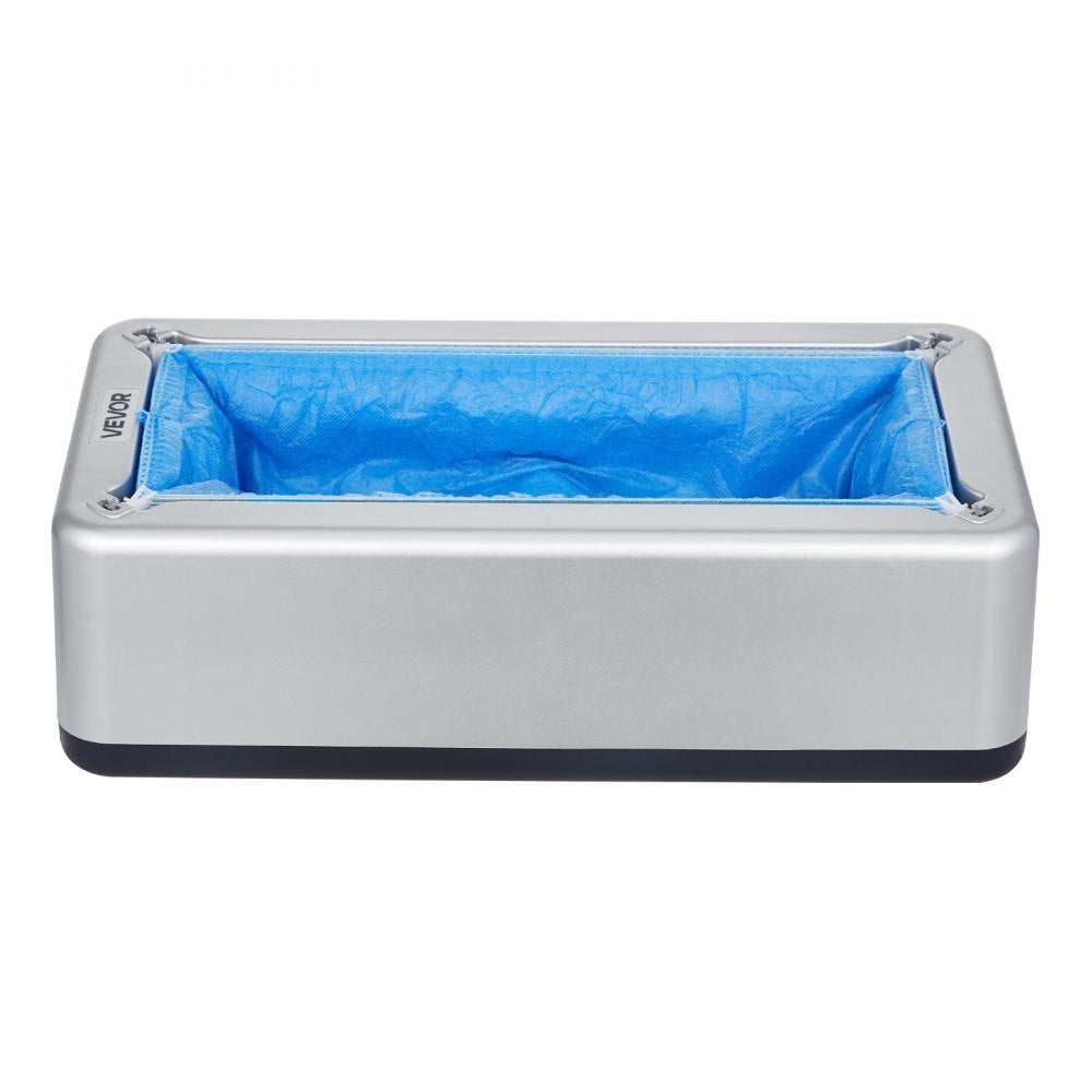 VEVOR Shoe Cover Dispenser, Automatic Shoe Covers Dispenser with 100 Pcs of Non-Slip Disposable Shoes Covers, Fits Size Up to US 11, for Home, Office, Lab, Factory, Hospital, Indoor Use, Silver