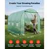 VEVOR Walk-in Tunnel Greenhouse, 10 x 7 x 7 ft Hoop House Greenhouse Tunnel, Plant Hot House with 4 Nozzles, 26.25 ft Hose, Steel Frame, PE Cover, Roll-up Zipper Door and 6 Windows for Outdoors, Green