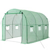 VEVOR Walk-in Tunnel Greenhouse, 10 x 7 x 7 ft Hoop House Greenhouse Tunnel, Plant Hot House with 4 Nozzles, 26.25 ft Hose, Steel Frame, PE Cover, Roll-up Zipper Door and 6 Windows for Outdoors, Green