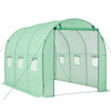 VEVOR Walk-in Tunnel Greenhouse, 10 x 7 x 7 ft Hoop House Greenhouse Tunnel, Plant Hot House with 4 Nozzles, 26.25 ft Hose, Steel Frame, PE Cover, Roll-up Zipper Door and 6 Windows for Outdoors, Green