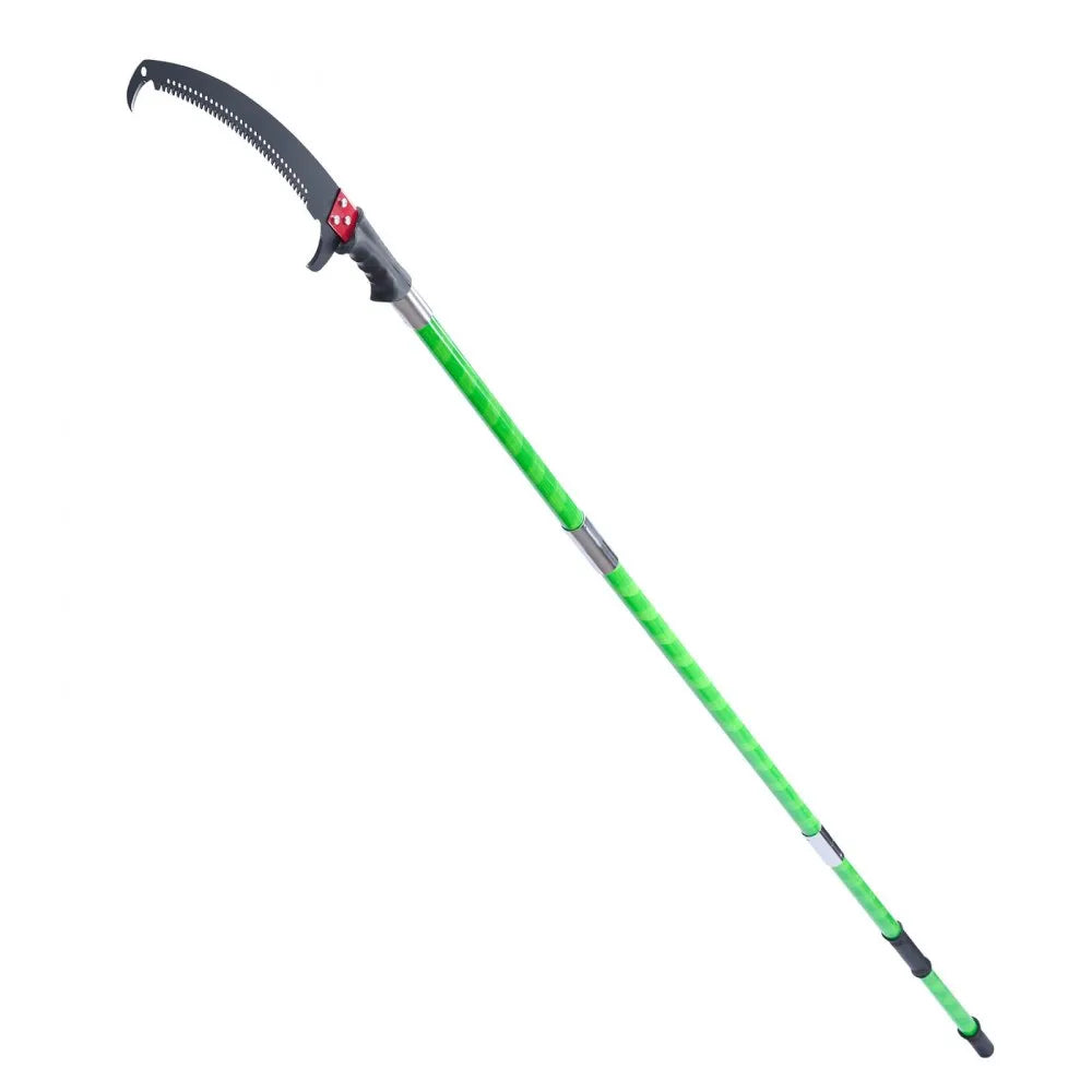 VEVOR Manual Pole Saw, 3.87-27 ft Extendable Pole Tree Pruner, Sharp 65Mn Steel Blade, Lightweight Fiberglass Handle Pole, Double-Hook Saw for High Branch Trimming, Pruning Tool for Palms, Shrubs