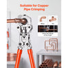 VEVOR Copper Tube Fittings Press Crimping Tool for 1/2" 3/4" 1" Pipes, 360° Rotatable Crimper Press Tool with 3 VUS Jaws, Locking Pin, Extendable Handle and Toolbox for Elbow & Tee Fittings