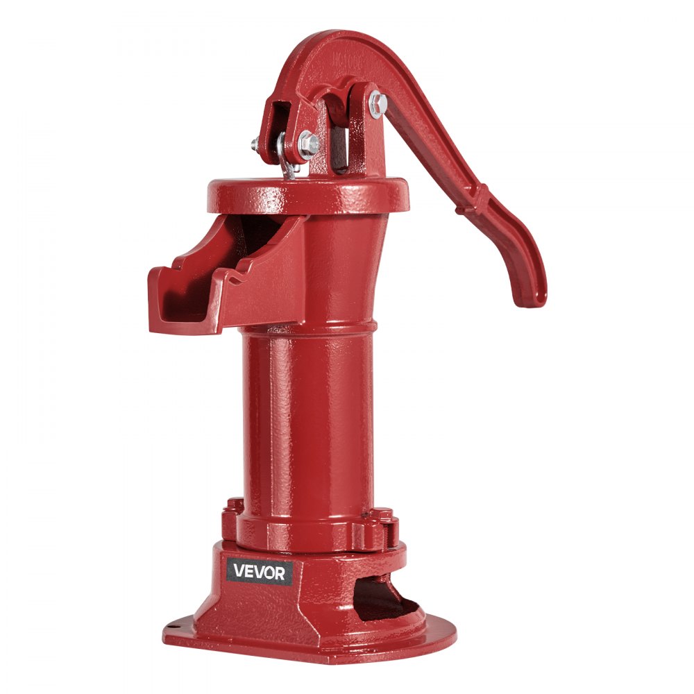 VEVOR Well Hand Pitcher Pump, 25 ft Maximum Lift, Antique Cast Iron Manual Hand Water Pump, NPT 1-1/4 in Connection, Easy Installation, Old Fashioned for Outdoor Garden, Pond, Backyard, Farm, Red