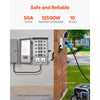 VEVOR Manual Transfer Switch, 50-Amp 10-Circuit, Prewired Generator Transfer Switch Kit with CS6375 Plug Power Inlet Box, Double-Throw Switch, NEMA 3R, Mechanical Watt Meter, for 12500W Generators