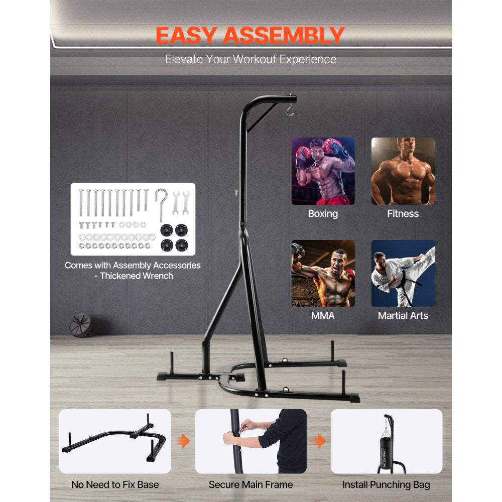 VEVOR Punching Bag Stand, Steel Heavy Duty Workout Equipment, Boxing Punching Bag Stand, Holds Up to 140 lbs, Freestanding Sandbag Rack with Weighted Base, Training Equipment for Home Gym Fitness