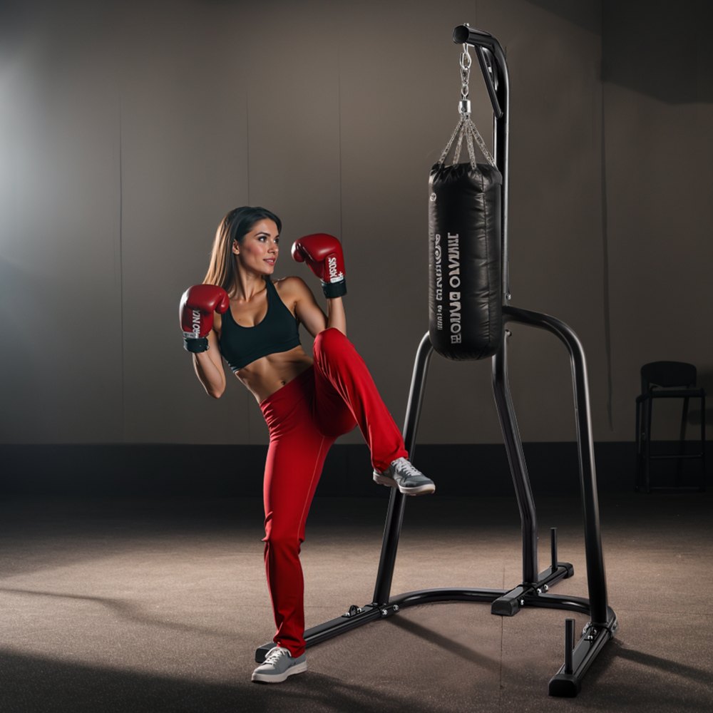 VEVOR Punching Bag Stand, Steel Heavy Duty Workout Equipment, Boxing Punching Bag Stand, Holds Up to 140 lbs, Freestanding Sandbag Rack with Weighted Base, Training Equipment for Home Gym Fitness