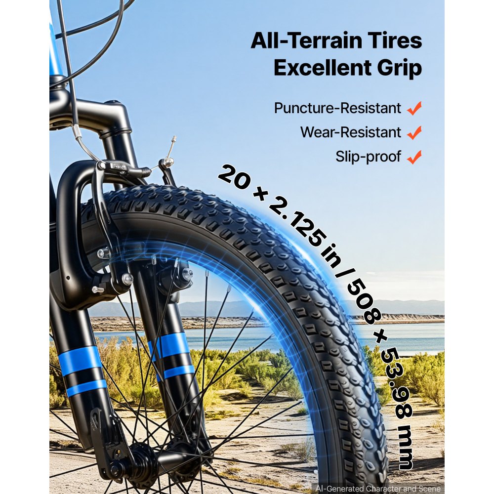 VEVOR Mountain Bike for Men and Women 20 inch Outdoor Bicycle 6 Speeds, Adult Bikes, Front Suspension, Adjustable Saddle, All-Terrain Tires, High Carbon Steel Frame, Dual Brake, Pre-Assembled