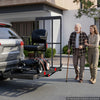 VEVOR Hitch Mount Wheelchair Carrier Height Adjustable, 500LBS Steel Mobility Scooter Carrier Cargo Basket with Folding Ramp & Stabilizer Kit, Fits 2" Hitch Receiver for Truck SUV Car, 48" x 28"