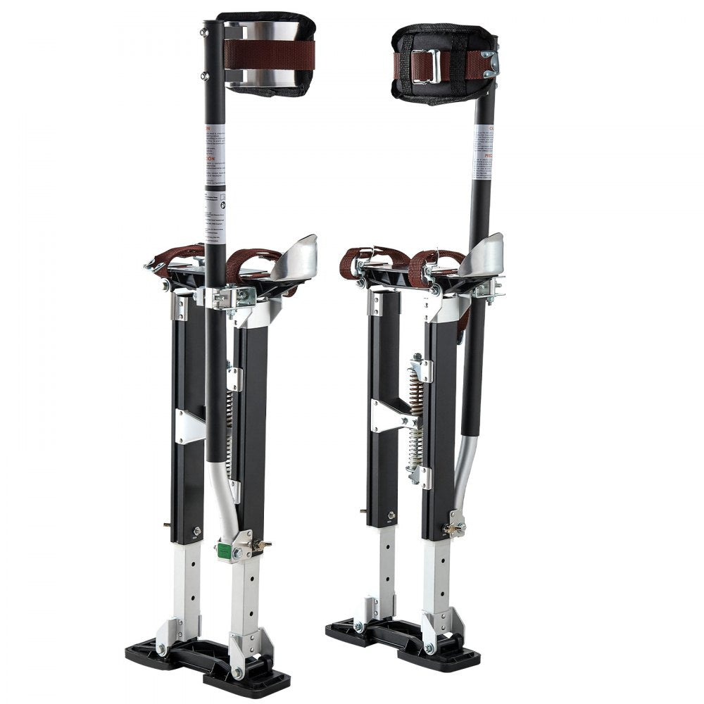 VEVOR Drywall Stilts, 19.1–31.1 in Adjustable Aluminum Painter Stilts, 228 lbs Load Capacity, Non-Slip Rubber Feet, Dual Spring Shock Absorption, Comfortable Leg Straps for Painting, Decoration, Black