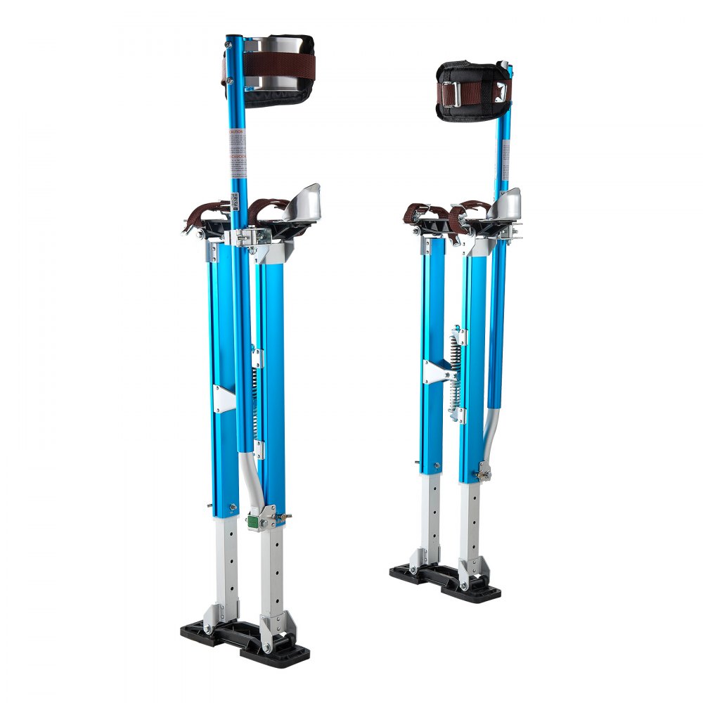 VEVOR Drywall Stilts, 24.2–40.3 Inch Adjustable Aluminum Painter Stilts, 228 lbs Load Capacity, Non-Slip Rubber Feet, Dual Spring Shock Absorption, Comfortable Leg Straps for Painting, Decoration,Blue